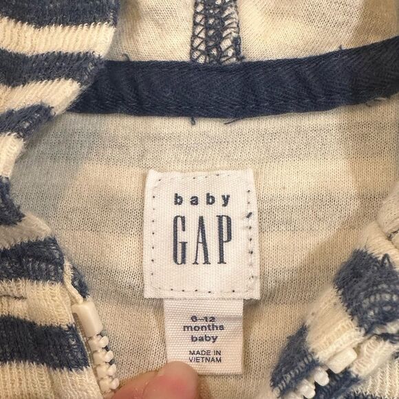 Baby Gap Boys Matching Navy Blue striped set : zip up hoodie & shorts 6-12 month - Picture 4 of 9